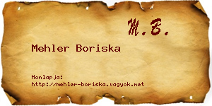 Mehler Boriska névjegykártya